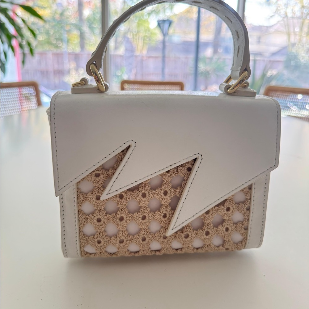 White and Tan Designer Handbag